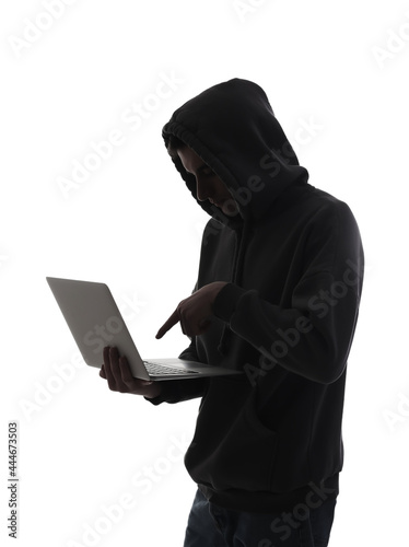 Silhouette of hacker with l...
