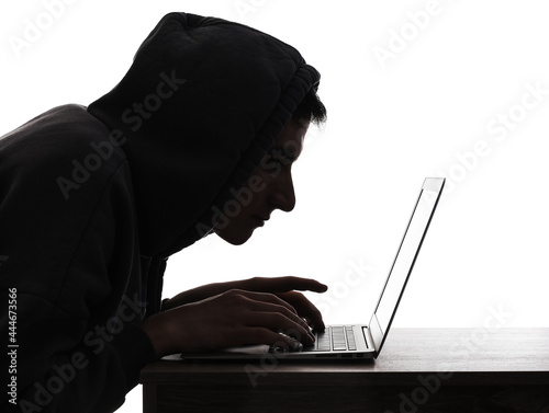 Silhouette of hacker with l...
