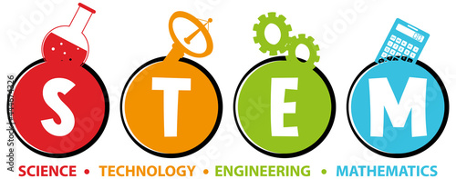 Colourful STEM education text icon