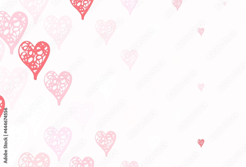 Light Red vector texture with lovely hearts.