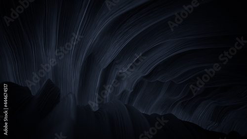 Black abstract wavy shape 3D rendering illustration photo