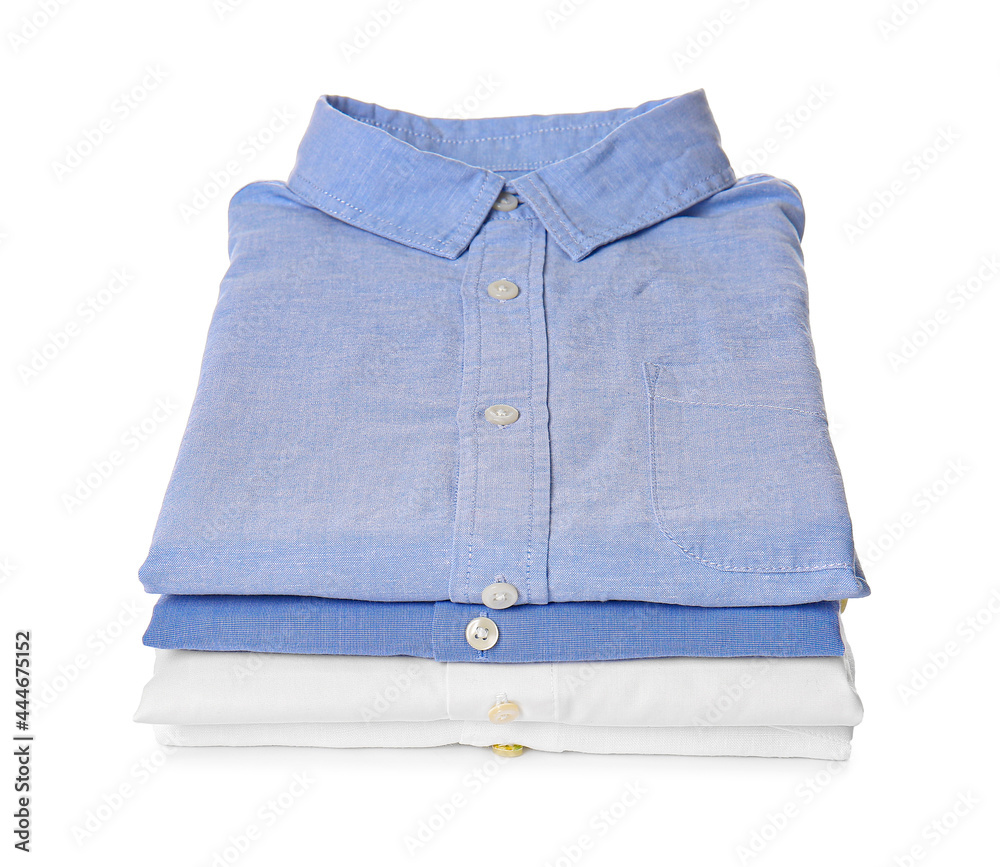 Stack of male shirts on white background Stack of male shirts on white background