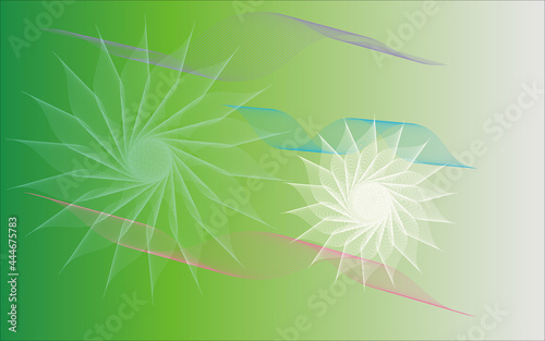 背景素材　風がふくイメージのラインアート　緑