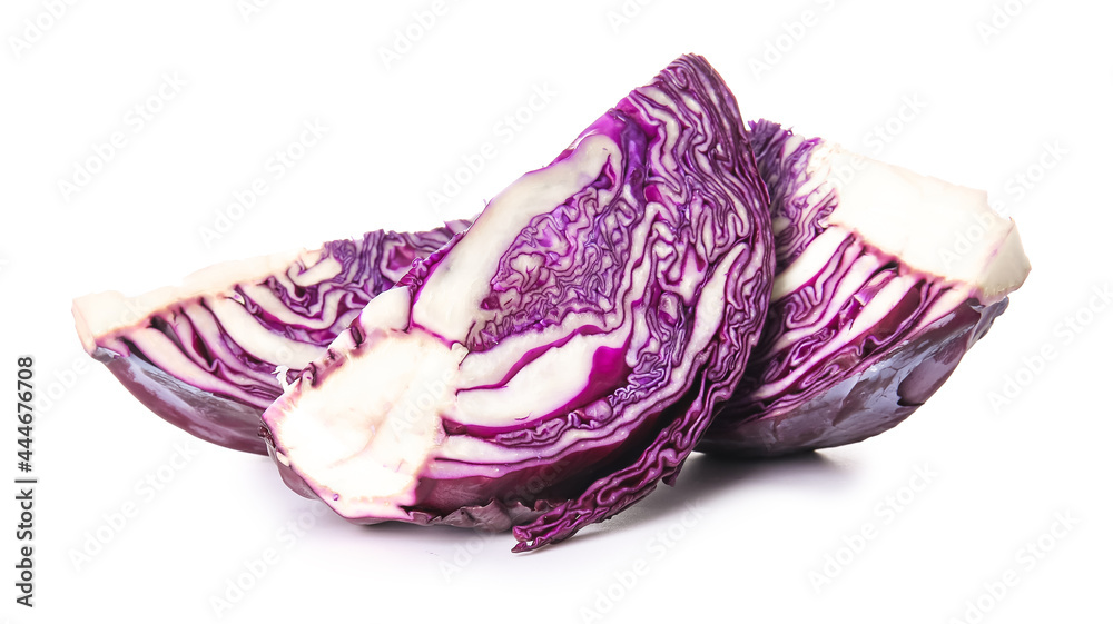 Pieces of fresh purple cabbage on white background Pieces of fresh purple cabbage on white background