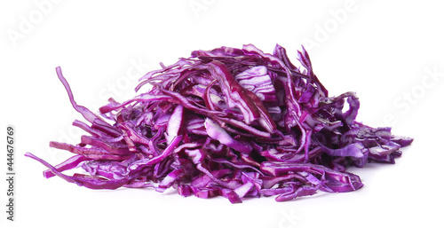 Cut fresh purple cabbage on white background