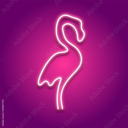 Neon pink and purple flamingo. Use it as a sign or poster in a bar or other institution.