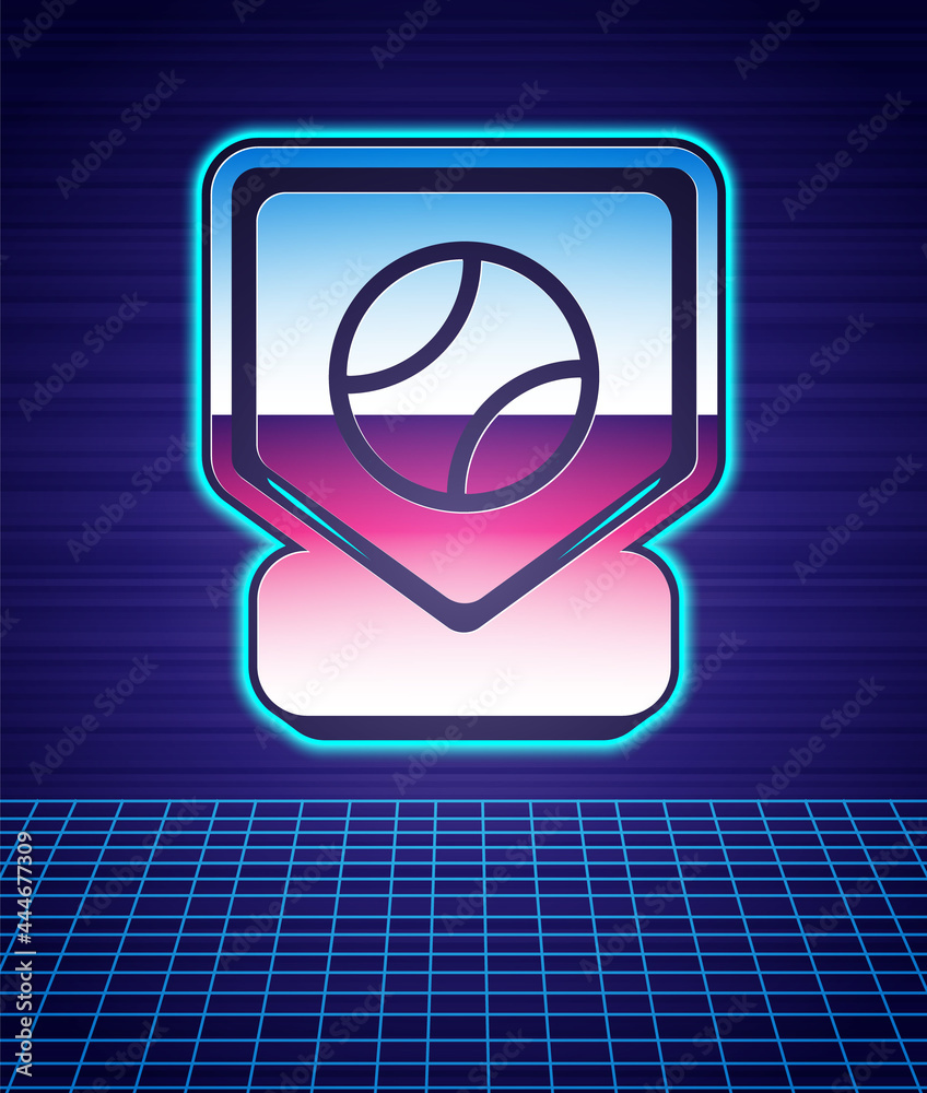 Retro style Baseball base icon isolated futuristic landscape background. 80s fashion party. Vector Retro style Baseball base icon isolated futuristic landscape background. 80s fashion party. Vector