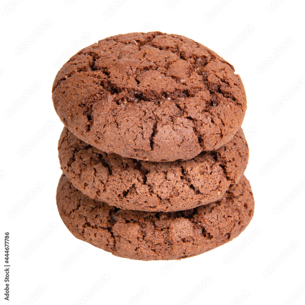 Tasty american chocolate cookies isolated on the white background Tasty american chocolate cookies isolated on the white background
