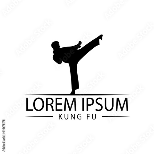 karate warrior silhouette logo design