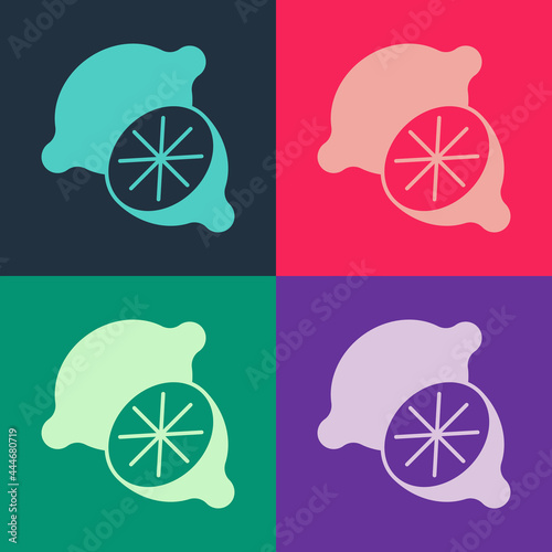 Pop art Lime icon isolated on color background. Vector