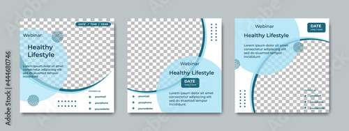 Set of creative social media post templates. Suitable for health webinars, health poster, business webinar, online classes and other online seminars.