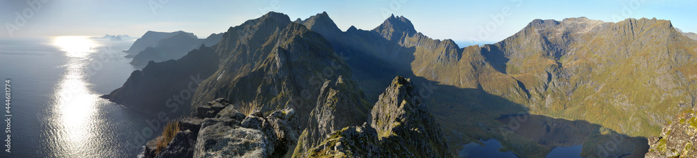 Panorama of the mountains and cliffs
