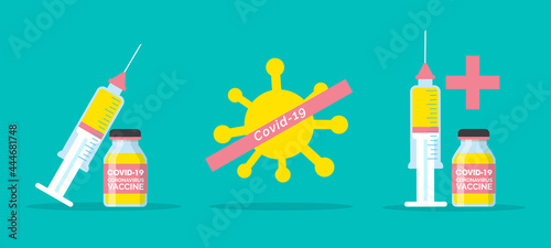 Bottles and Syringes, I got vaccinated covid-19 logo, Vaccination against coronavirus, Immunization Treatment, Health care Vector IllustratorEPS 10.