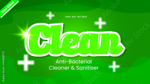 Clean anti bacterial hand sanitizer text effect design vector. editable 3d text