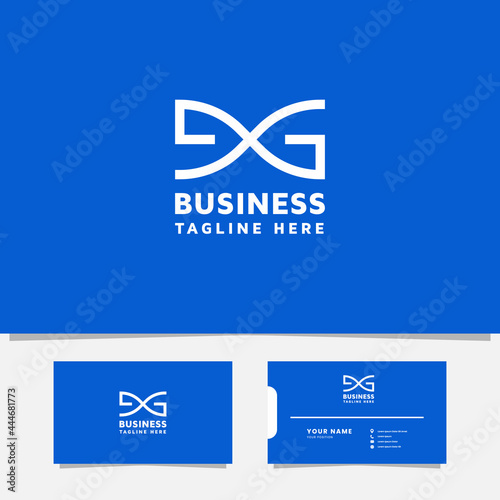 Simple and Minimalist Overlapping Letter DG Logo with Business Card