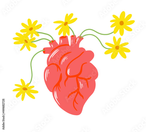 A heart with flowers growing out of it