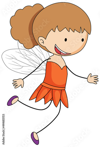Simple cartoon character of a little fairy isolated
