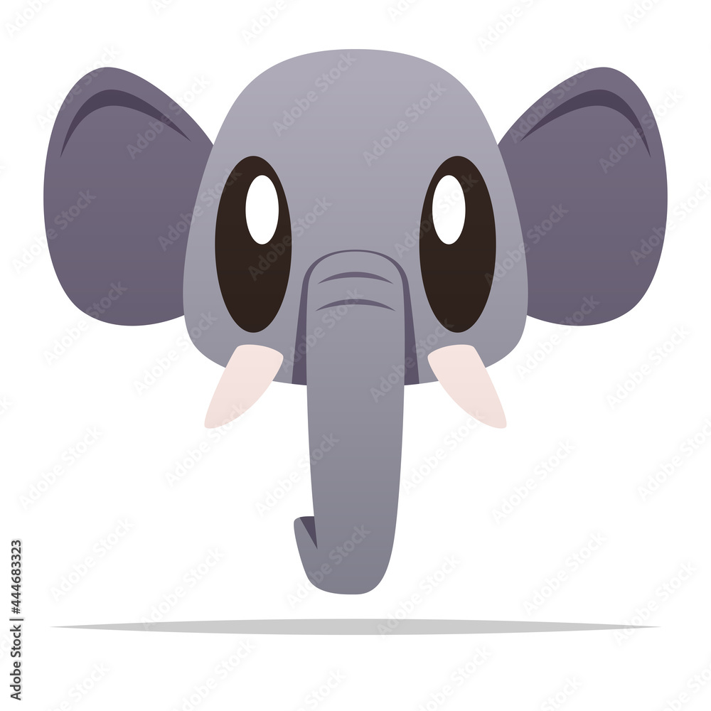 Cute cartoon elephant face vector isolated illustration Cute cartoon elephant face vector isolated illustration