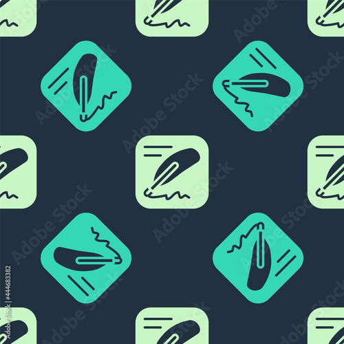 Green and beige Declaration of independence icon isolated seamless pattern on blue background. Vector