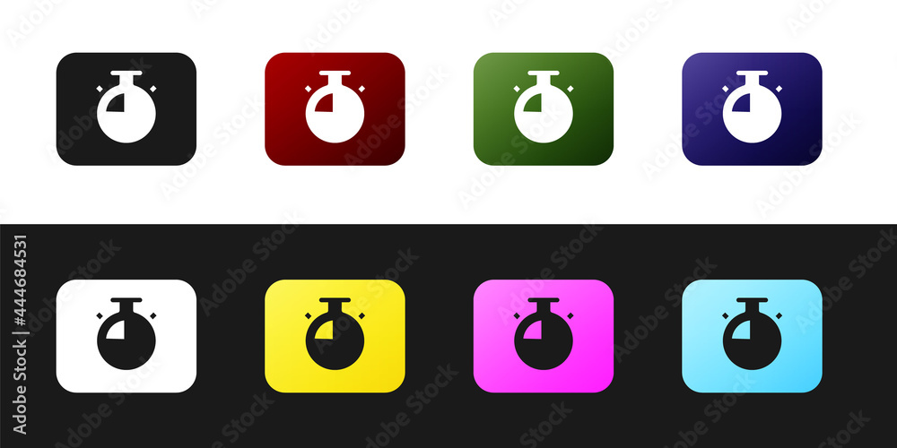 Set Stopwatch icon isolated on black and white background. Time timer sign. Chronometer sign. Vector Set Stopwatch icon isolated on black and white background. Time timer sign. Chronometer sign. Vector
