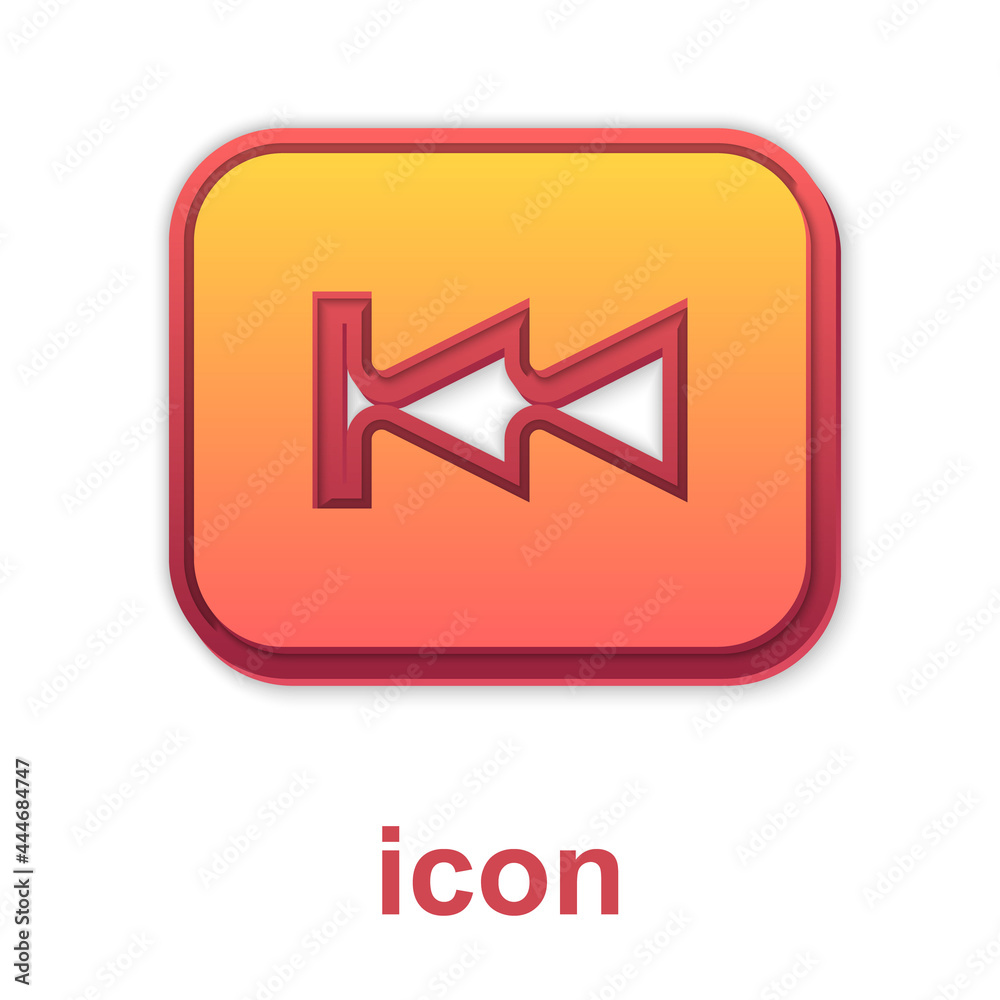 Gold Rewind button icon isolated on white background. Vector