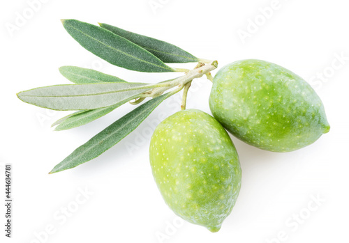 Wallpaper Mural Two green natural olives isolated on a white background. Torontodigital.ca