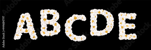Popcorn alphabet. Part 1. Set of vector illustrations