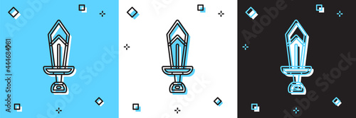 Set Sword for game icon isolated on blue and white, black background. Vector
