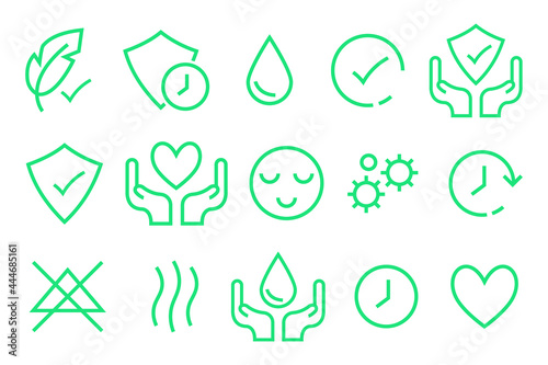 Green icons for disinfectants. Vector illustration  photo