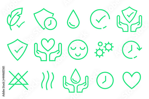 Green icons for disinfectants. Vector illustration 
