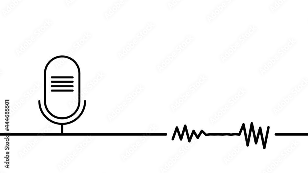 Podcast microphone and audio waveform animation motion graphics banner.