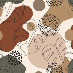 Fototapete Organische Formen Monstera Linienkunst geometrische Formen  © Tanya Syrytsyna