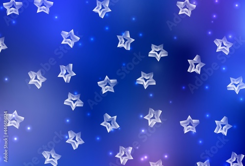 Light BLUE vector pattern with christmas stars.