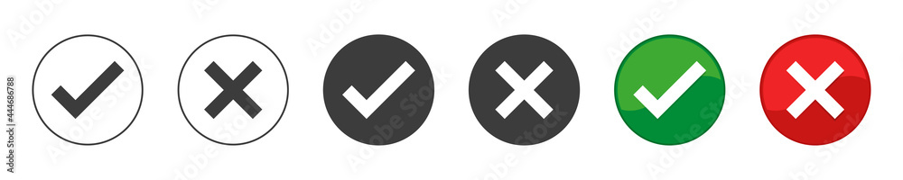 Fototapeta premium Set of DO and DO NOT icons. Positive and negative symbols. Illustration. Web design.