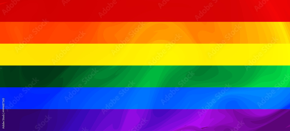 Flag LGBT squared icon, badge or button. Template design, vector illustration. Love wins. LGBT symbol in rainbow colors. Gay pride silk textile background