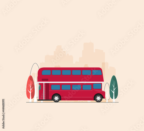 A vector illustration of a red london bus