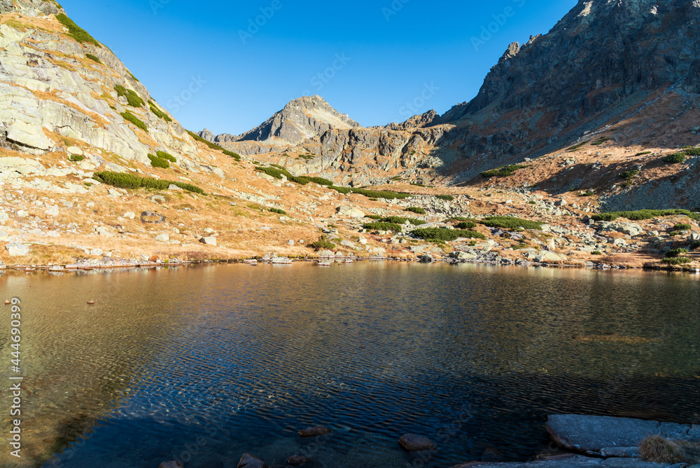 Pleso nad Skokom lake on Mlynicka dolina valley in Vysoke Tatry mountains in Slovakia