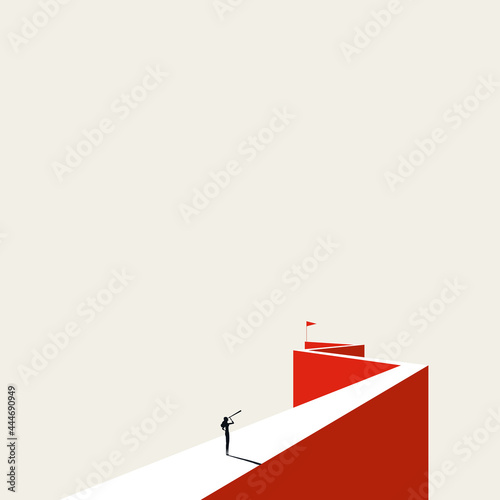 Business goal and vision vector concept. Symbol of emancipation, woman career. Minimal illustration.