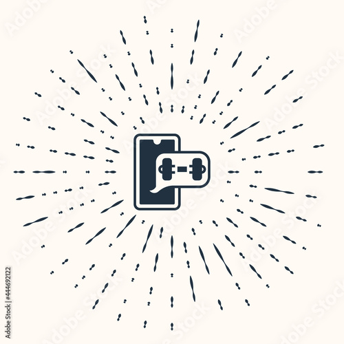 Grey Fitness app for sports icon isolated on beige background. Healthcare mobile app concept. Online fitness or mobile trainer. Abstract circle random dots. Vector