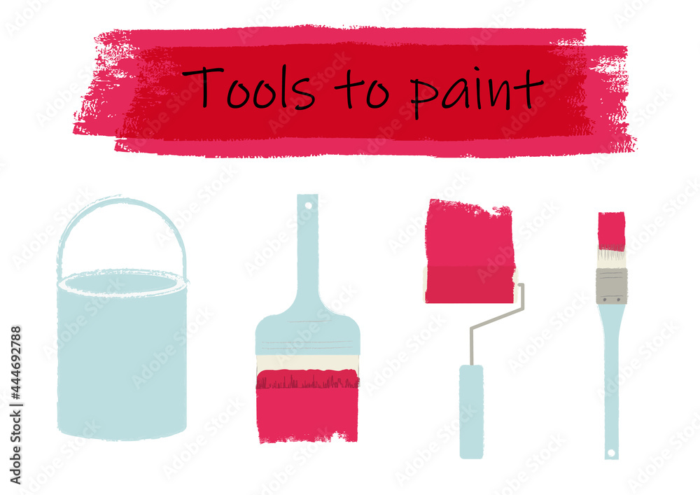 ペンキ塗りの道具のイラスト07 Stock Vector Adobe Stock
