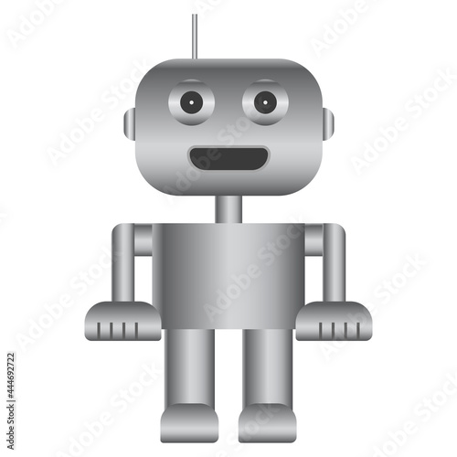 Simple robot with gray gradient isolated on white. Droid icon. Vector illustration.