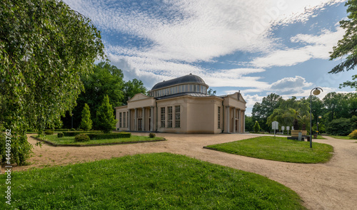 Glauber Springs Hall (Dvorana Glauberových pramenů in Czech) in the park of the famous a great Czech spa town Frantiskovy Lazne (Franzensbad) in the western part of the Czech Republic - Europe photo