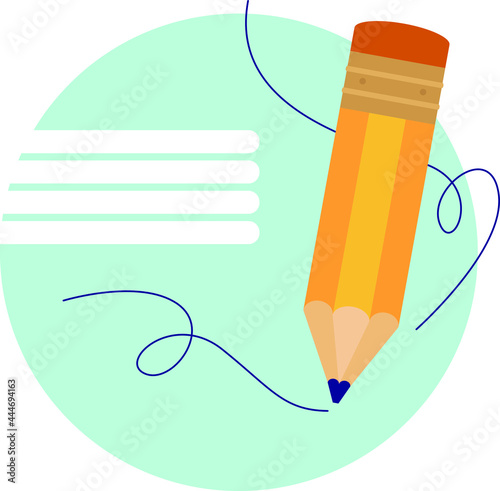 Vector illustration. pencil. preparing for school. a simple pencil lead. blue color. study, office supplies. knowledge