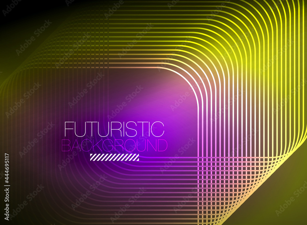 Neon color square shape lines abstract background. Shiny magic energy and motion concept, vector abstract wallpaper background Neon color square shape lines abstract background. Shiny magic energy and motion concept, vector abstract wallpaper background