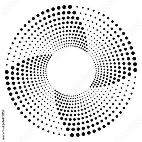 Spiral dots background design. Abstract monochrome background. Vector art illustration.