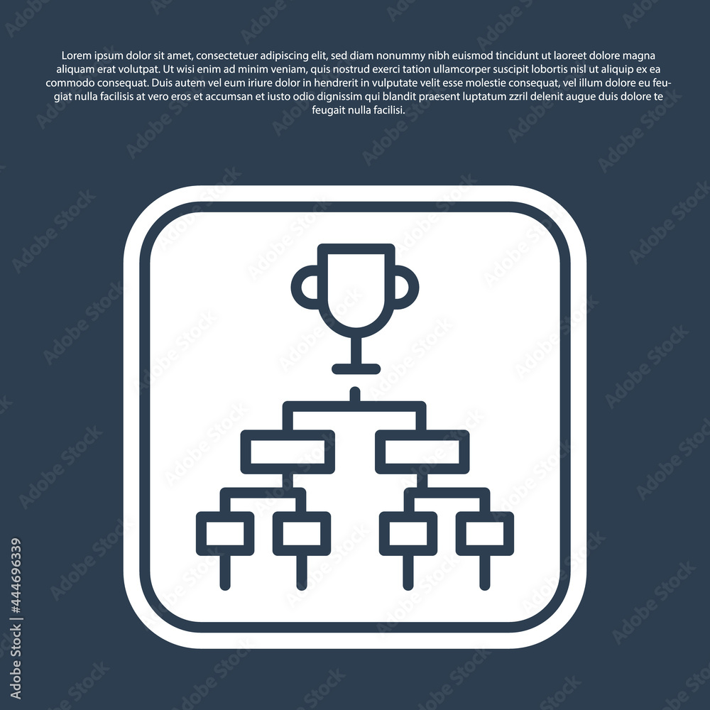 Obraz premium Blue line Results and standing tables scoreboard championship tournament bracket icon isolated on blue background. Vector