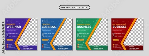Collection of social media post banner templates. Perfect for business webinars, marketing webinars, online class programs, etc.