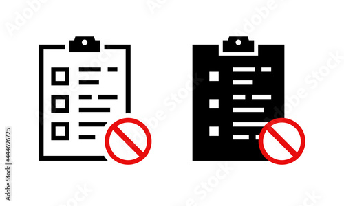 Clipboard prohibited. Paper file forbidden. No document report. Illustration vector