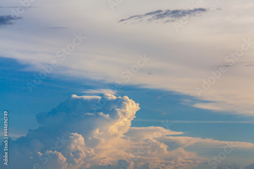 Blue sky and cirrus clouds, can be used as background.