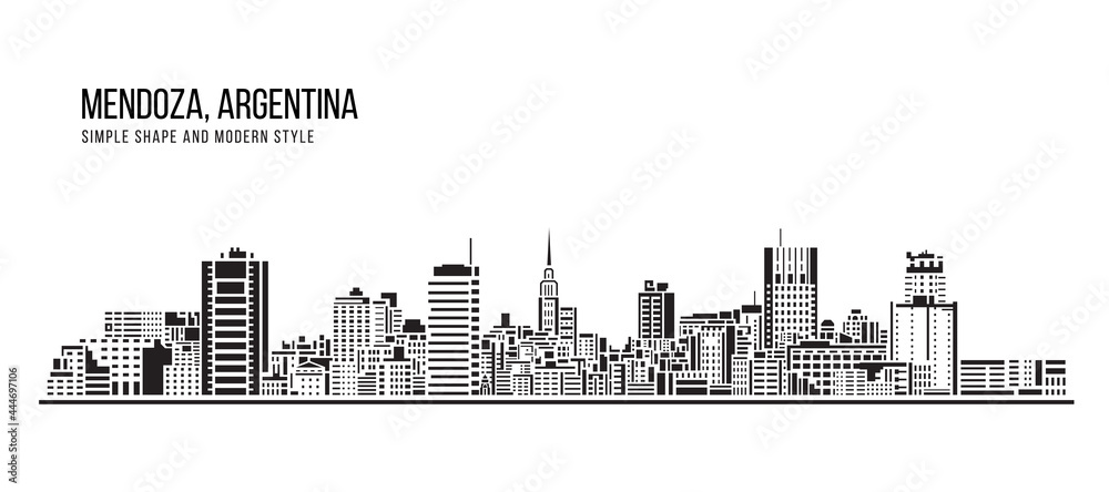Cityscape Building Abstract Simple shape and modern style art Vector design - Mendoza city, Argentina